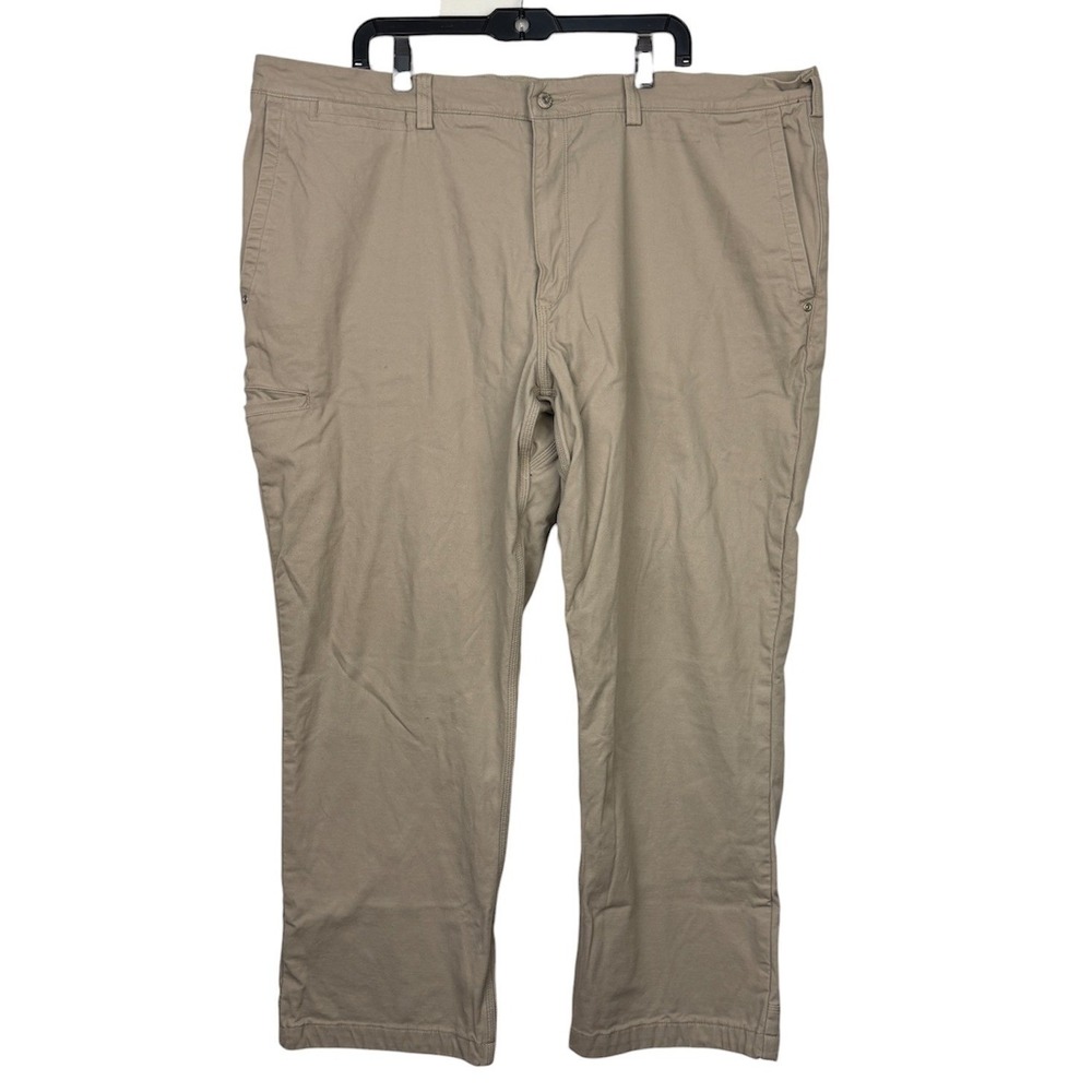 Duluth Trading Co Flex Ballroom Khakis Men 46x30 FLANNEL LINED Relaxed Tan *READ